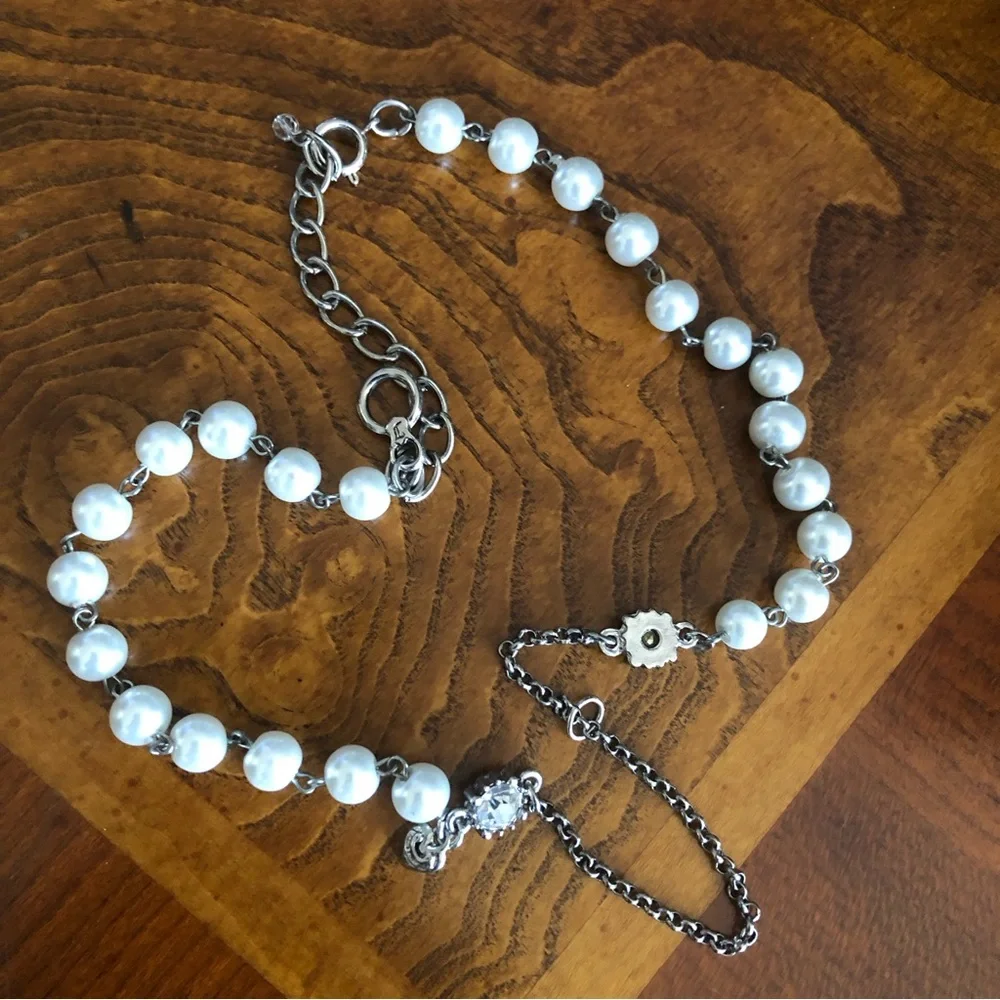Juicy Couture silver chain pearl accent necklace